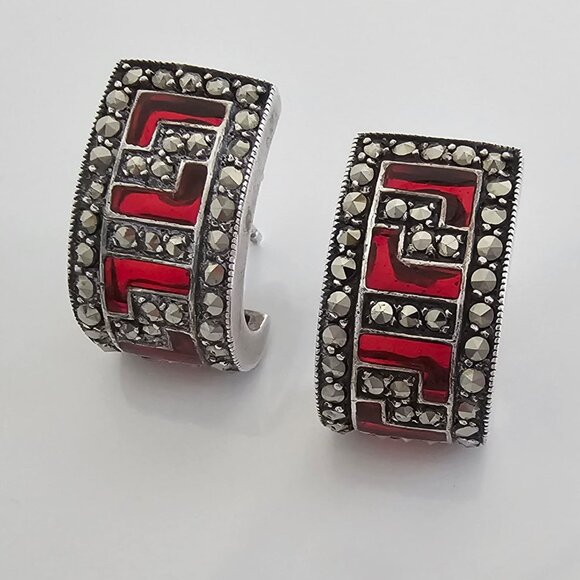 MARCASITE JEWELLERY -BUNDLE! - 1 RING & 2 PAIRS OF EARRINGS! - Picture 8 of 14